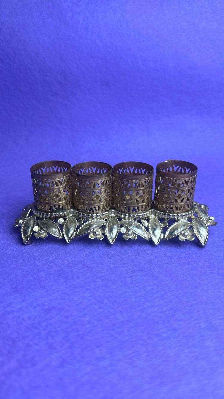 Vintage SF Sam Fink Gold Tone Filigree Lipstick Holder 4 Tubes